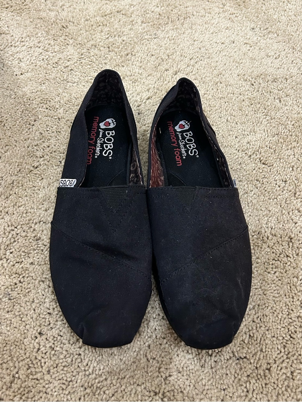 Skechers BOBS Black Slip-On Canvas Shoes